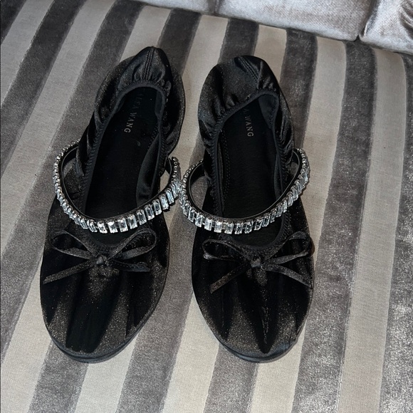 AZALEA WANG Midnight Glow Satin Crystal Ballet Flats 🩰 - Picture 6 of 9